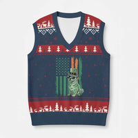 Funny St Patrick's Day Pug Leprechaun V-Neck Knit Sweater Vest Dog Lover Puppy Green American Flag - Wonder Print Shop