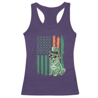 Funny St Patrick's Day Pug Leprechaun Racerback Tank Top Dog Lover Puppy Green American Flag
