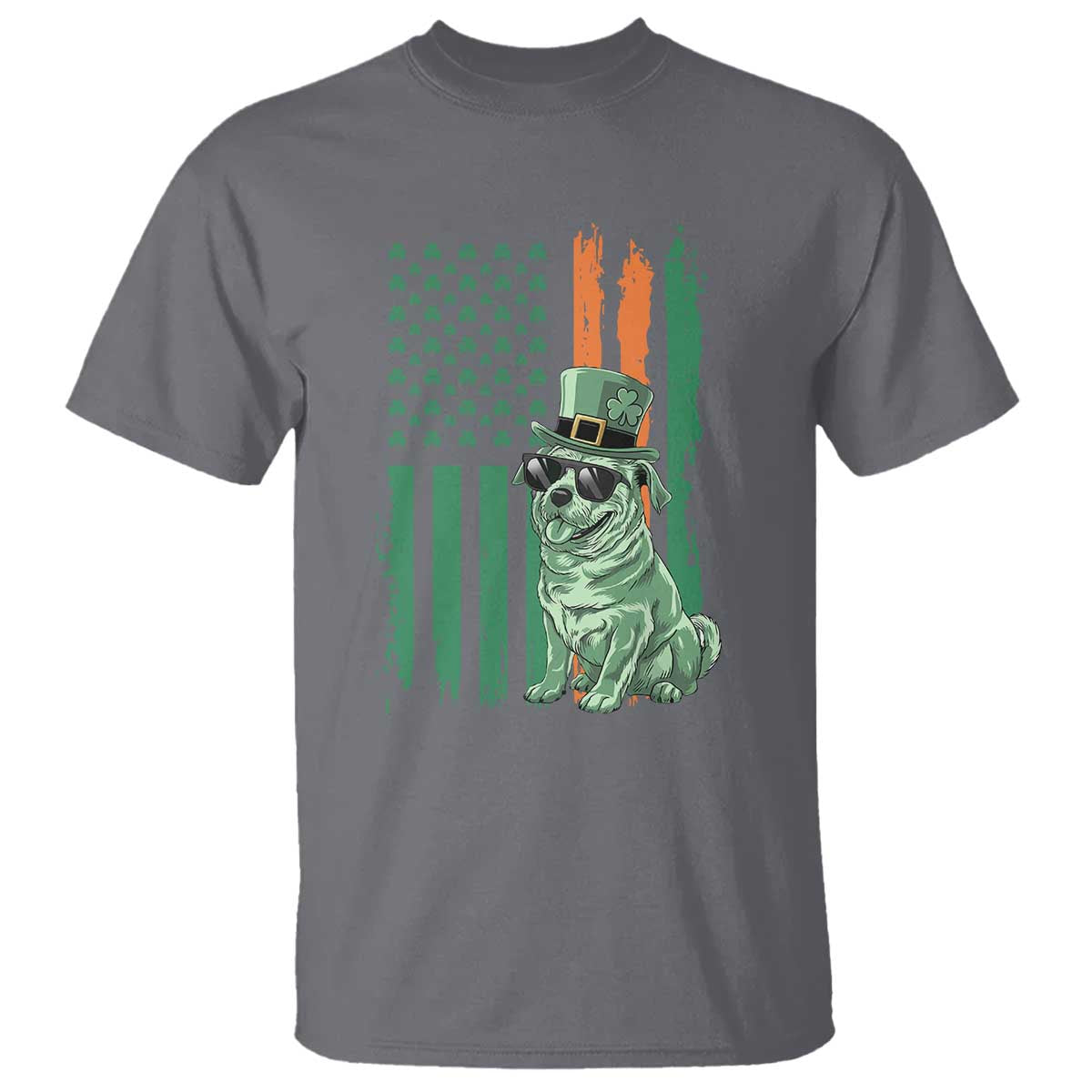 Funny St Patrick's Day Pug Leprechaun T Shirt Dog Lover Puppy Green American Flag