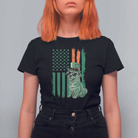 Funny St Patrick's Day Pug Leprechaun T Shirt For Women Dog Lover Puppy Green American Flag