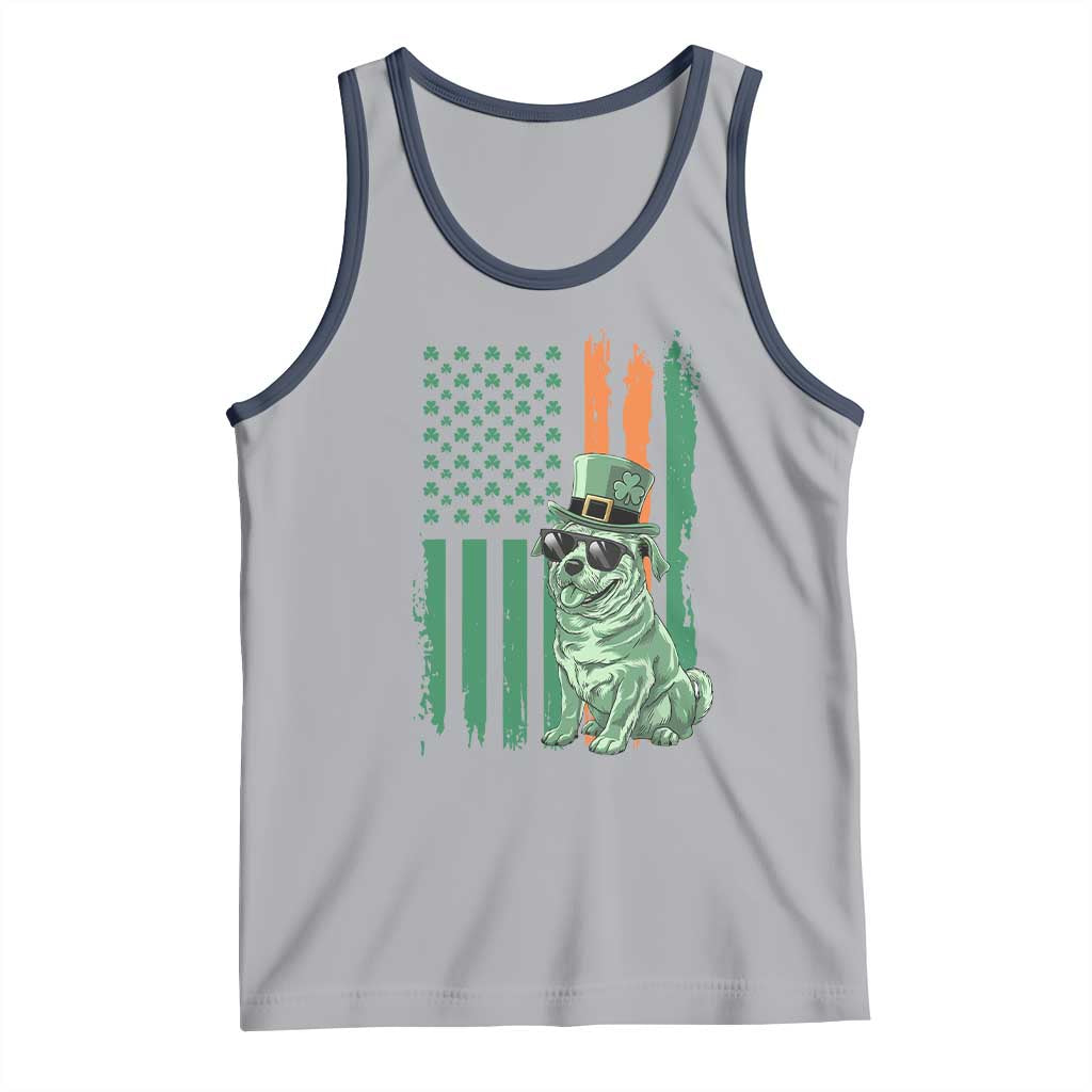 Funny St Patrick's Day Pug Leprechaun Tank Top Dog Lover Puppy Green American Flag