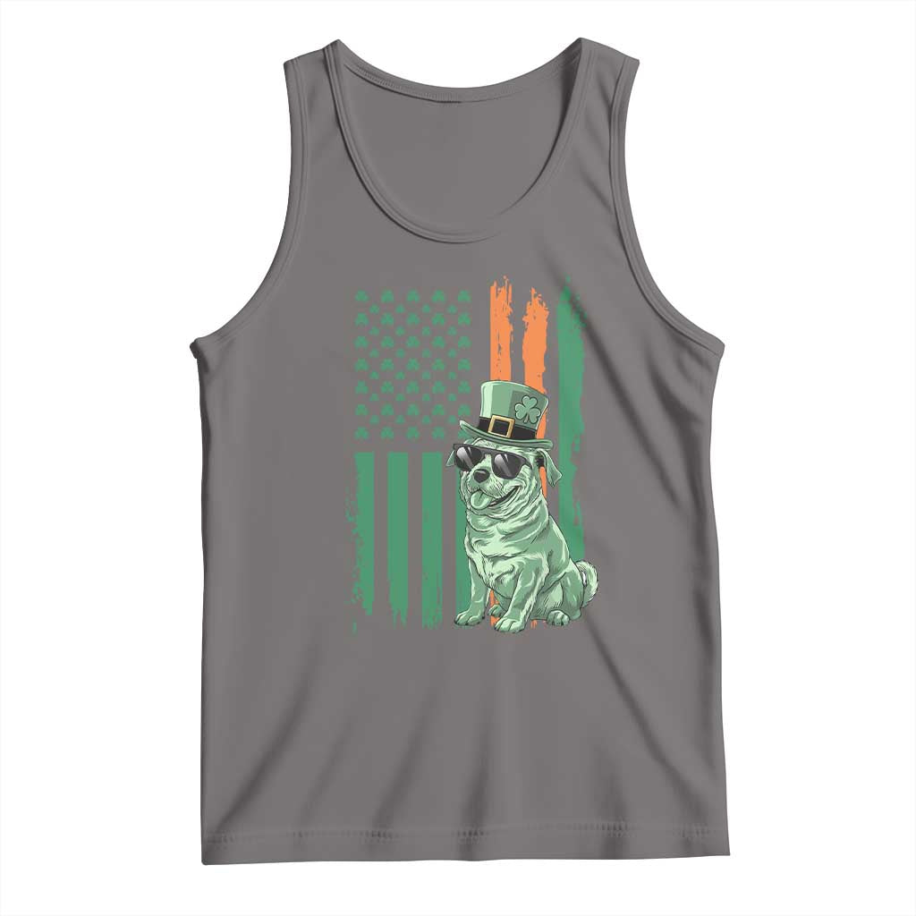 Funny St Patrick's Day Pug Leprechaun Tank Top Dog Lover Puppy Green American Flag