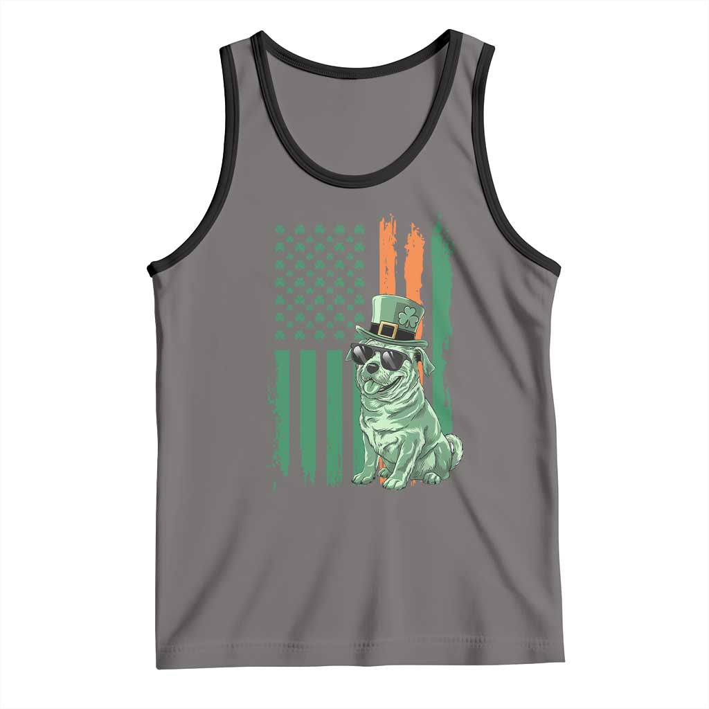 Funny St Patrick's Day Pug Leprechaun Tank Top Dog Lover Puppy Green American Flag