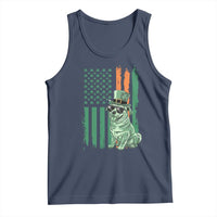 Funny St Patrick's Day Pug Leprechaun Tank Top Dog Lover Puppy Green American Flag