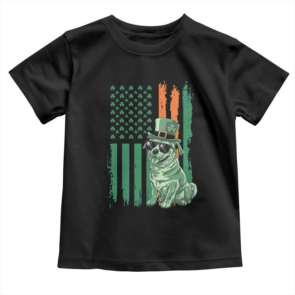 Funny St Patrick's Day Pug Leprechaun Toddler T Shirt Dog Lover Puppy Green American Flag