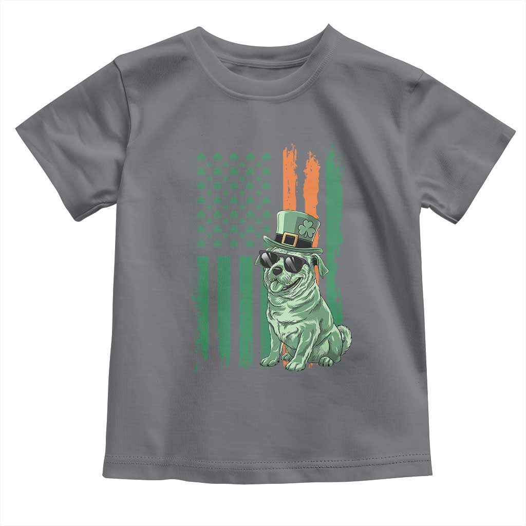 Funny St Patrick's Day Pug Leprechaun Toddler T Shirt Dog Lover Puppy Green American Flag