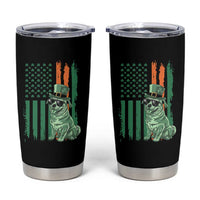 Funny St Patrick's Day Pug Leprechaun Tumbler Cup Dog Lover Puppy Green American Flag
