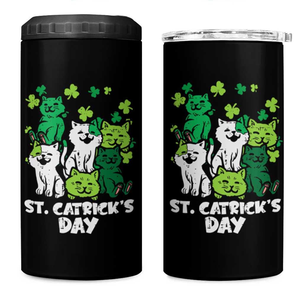 Cute St Catricks Day 4 in 1 Can Cooler Tumbler St Patricks Cats Saint Pattys Cat Lover