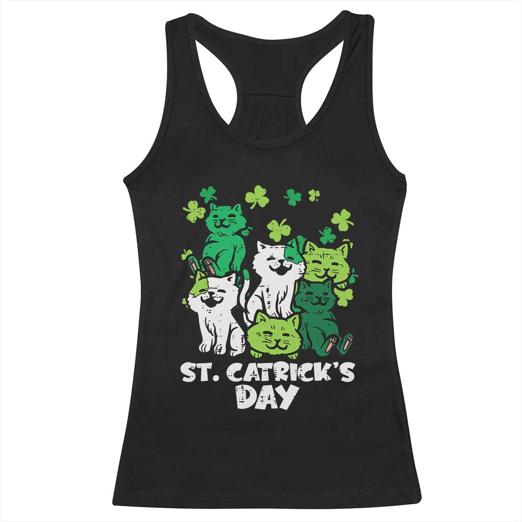 Cute St Catricks Day Racerback Tank Top St Patricks Cats Saint Pattys Cat Lover