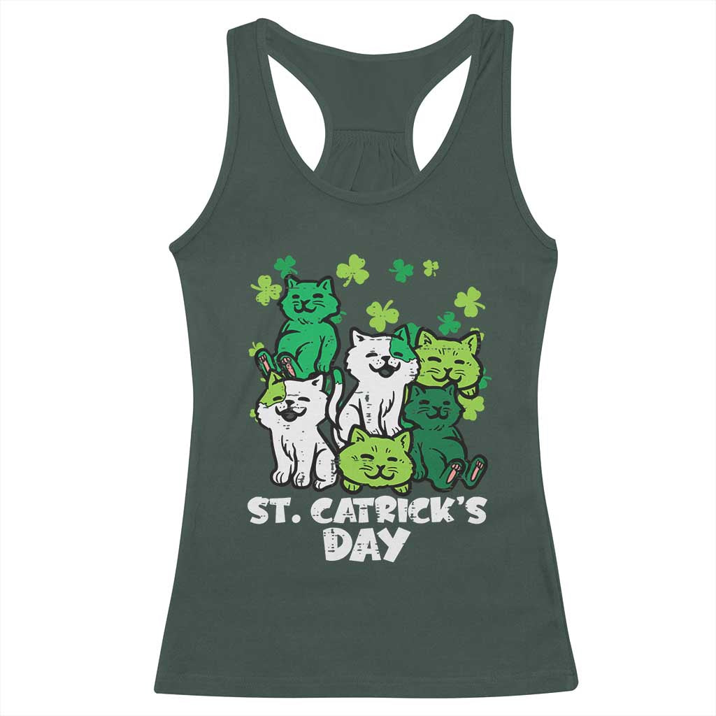 Cute St Catricks Day Racerback Tank Top St Patricks Cats Saint Pattys Cat Lover