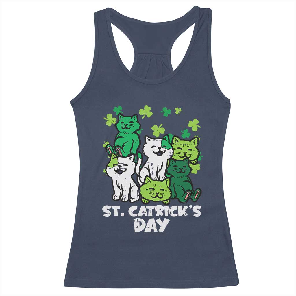 Cute St Catricks Day Racerback Tank Top St Patricks Cats Saint Pattys Cat Lover