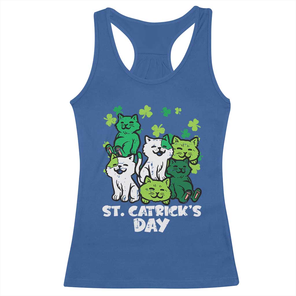 Cute St Catricks Day Racerback Tank Top St Patricks Cats Saint Pattys Cat Lover