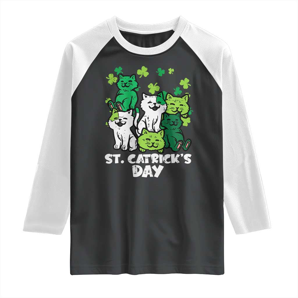 Cute St Catricks Day Raglan Shirt St Patricks Cats Saint Pattys Cat Lover