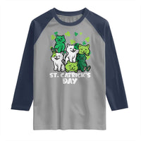 Cute St Catricks Day Raglan Shirt St Patricks Cats Saint Pattys Cat Lover