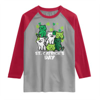 Cute St Catricks Day Raglan Shirt St Patricks Cats Saint Pattys Cat Lover