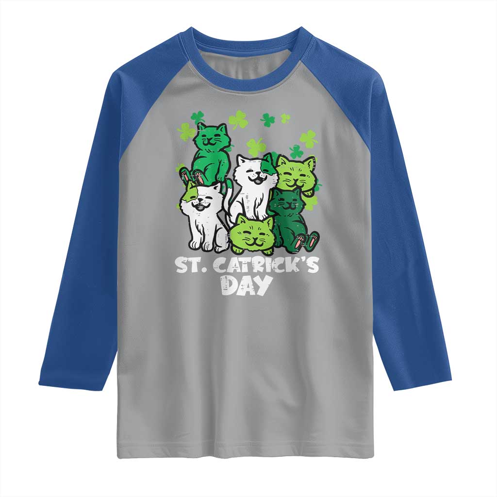 Cute St Catricks Day Raglan Shirt St Patricks Cats Saint Pattys Cat Lover