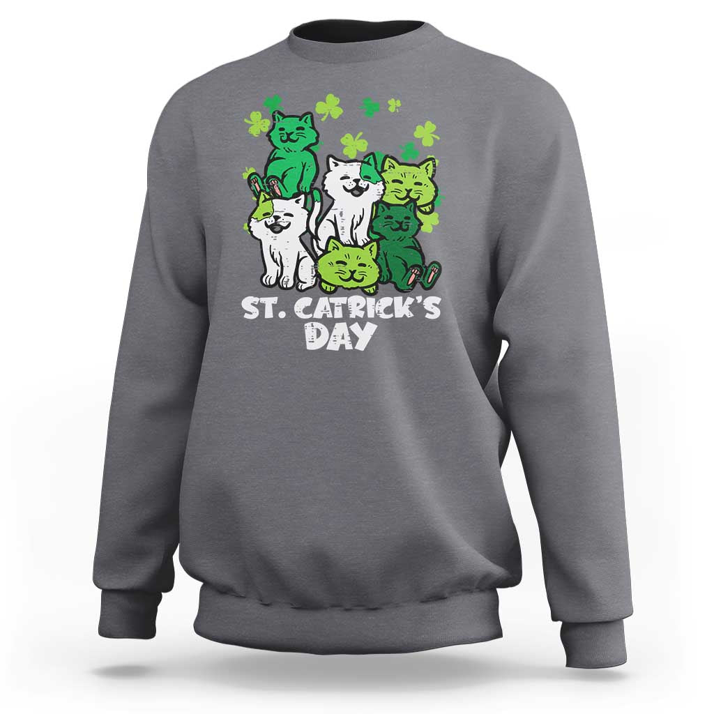Cute St Catricks Day Sweatshirt St Patricks Cats Saint Pattys Cat Lover