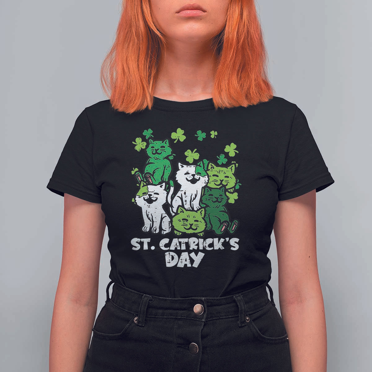 Cute St Catricks Day T Shirt For Women St Patricks Cats Saint Pattys Cat Lover