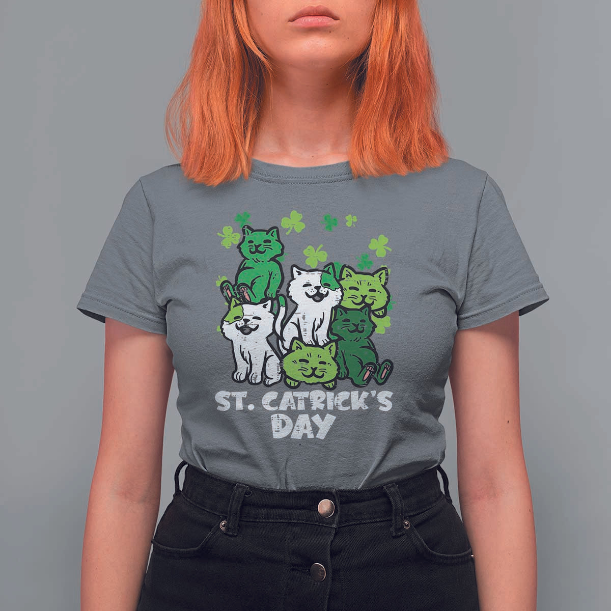 Cute St Catricks Day T Shirt For Women St Patricks Cats Saint Pattys Cat Lover