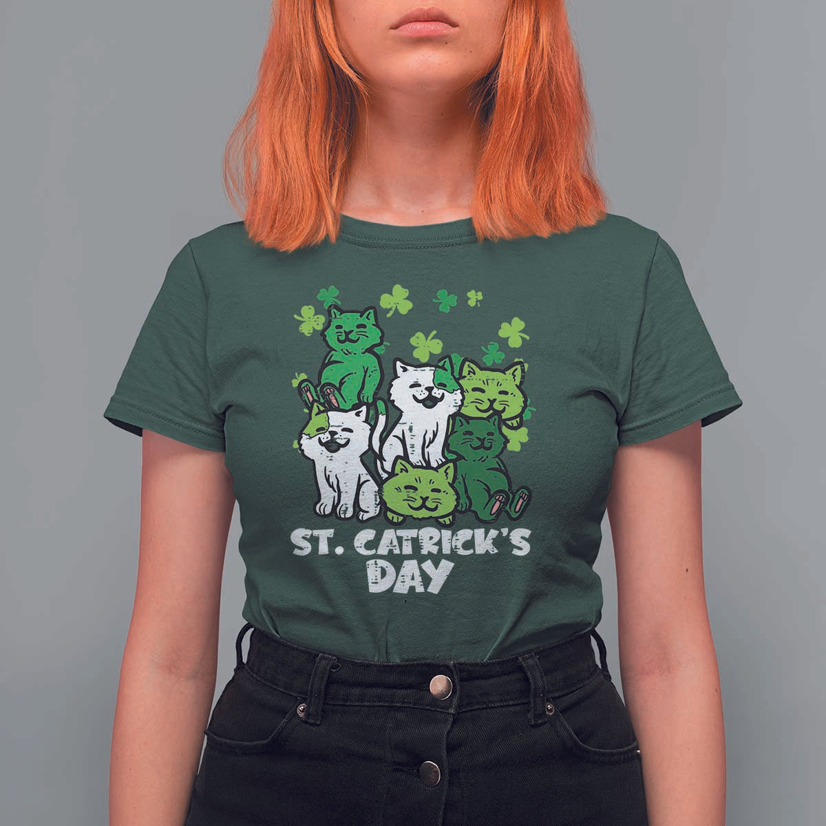 Cute St Catricks Day T Shirt For Women St Patricks Cats Saint Pattys Cat Lover