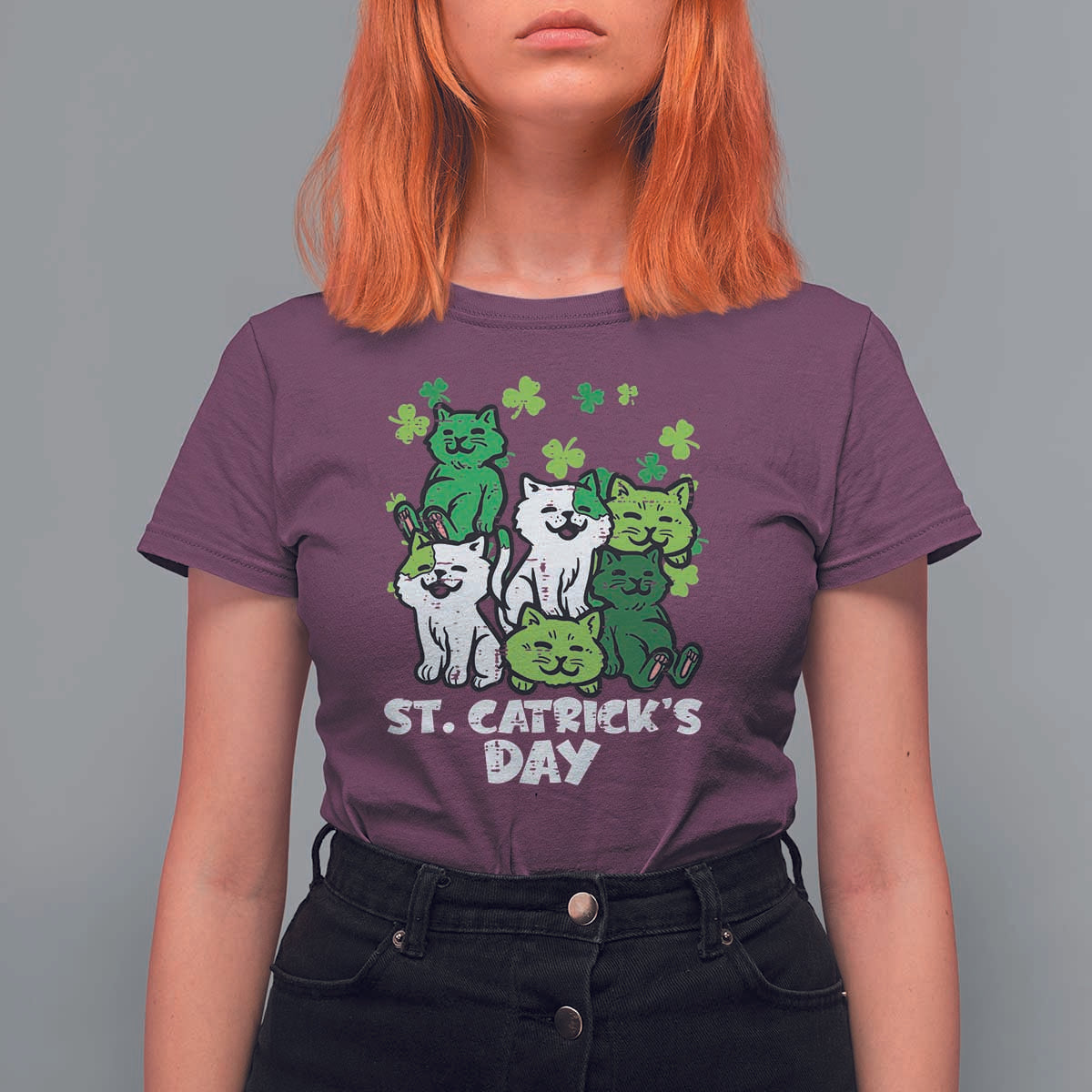 Cute St Catricks Day T Shirt For Women St Patricks Cats Saint Pattys Cat Lover