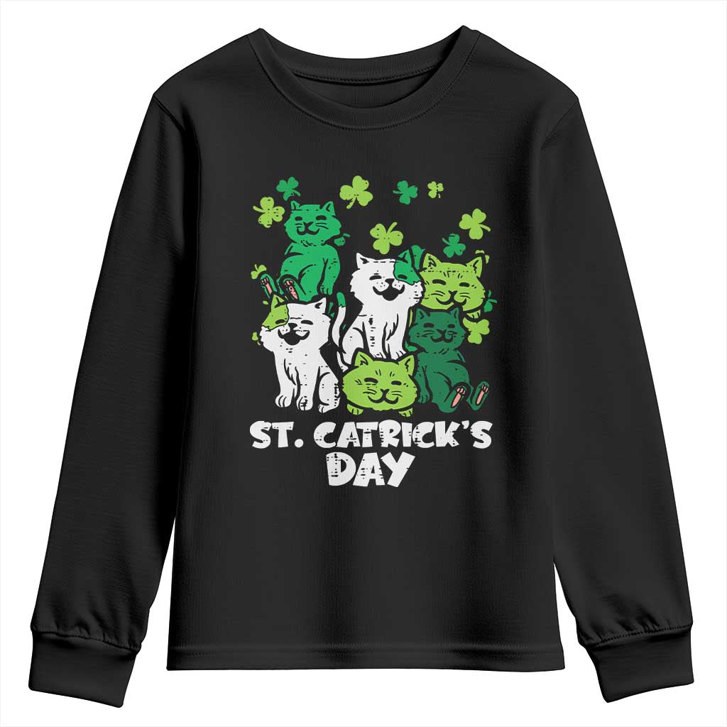 Cute St Catricks Day Youth Sweatshirt St Patricks Cats Saint Pattys Cat Lover
