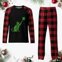 St Patricks Day Shamrock Cat Plaid Pajama Set Saint Pattys Cats Lover - Wonder Print Shop