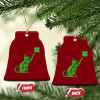 St Patricks Day Shamrock Cat Ceramic Ornament Saint Pattys Cats Lover - Wonder Print Shop