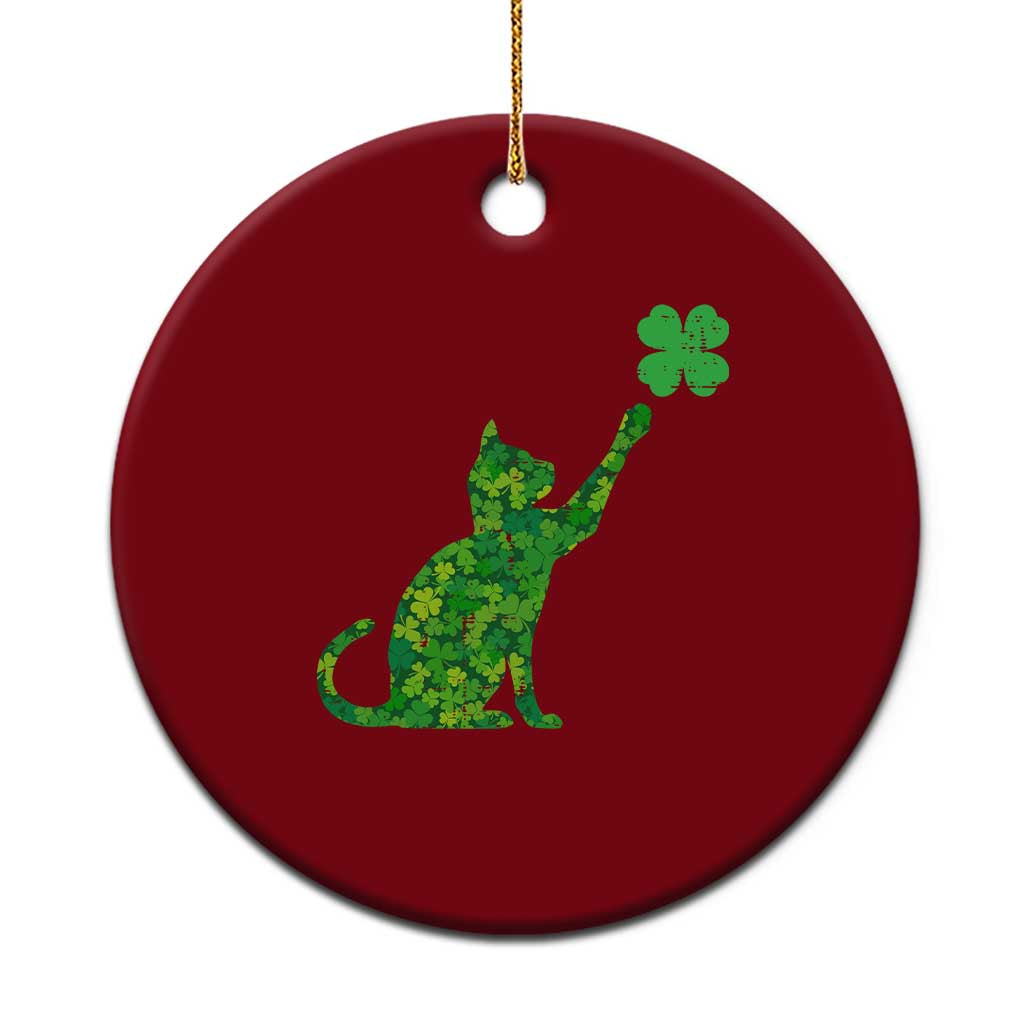 St Patricks Day Shamrock Cat Ceramic Ornament Saint Pattys Cats Lover - Wonder Print Shop