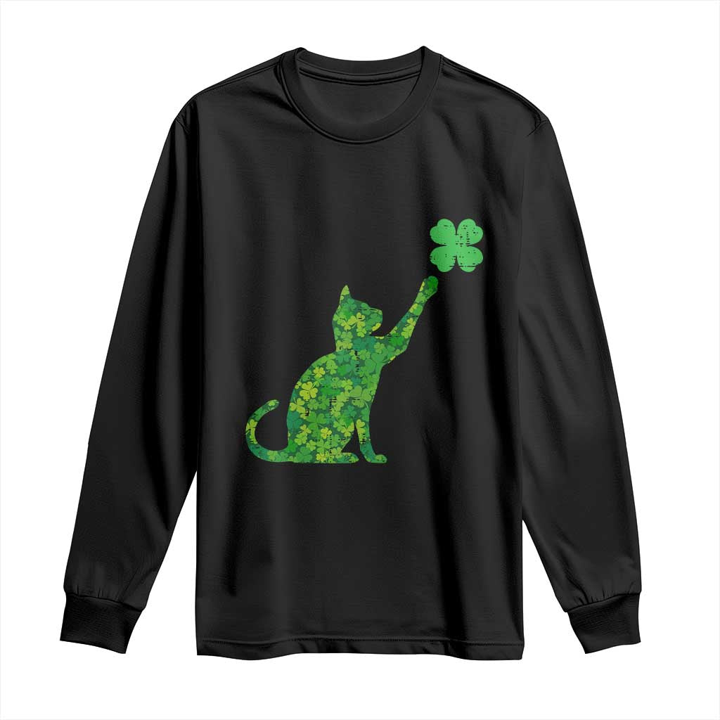 St Patricks Day Shamrock Cat Long Sleeve Shirt Saint Pattys Cats Lover