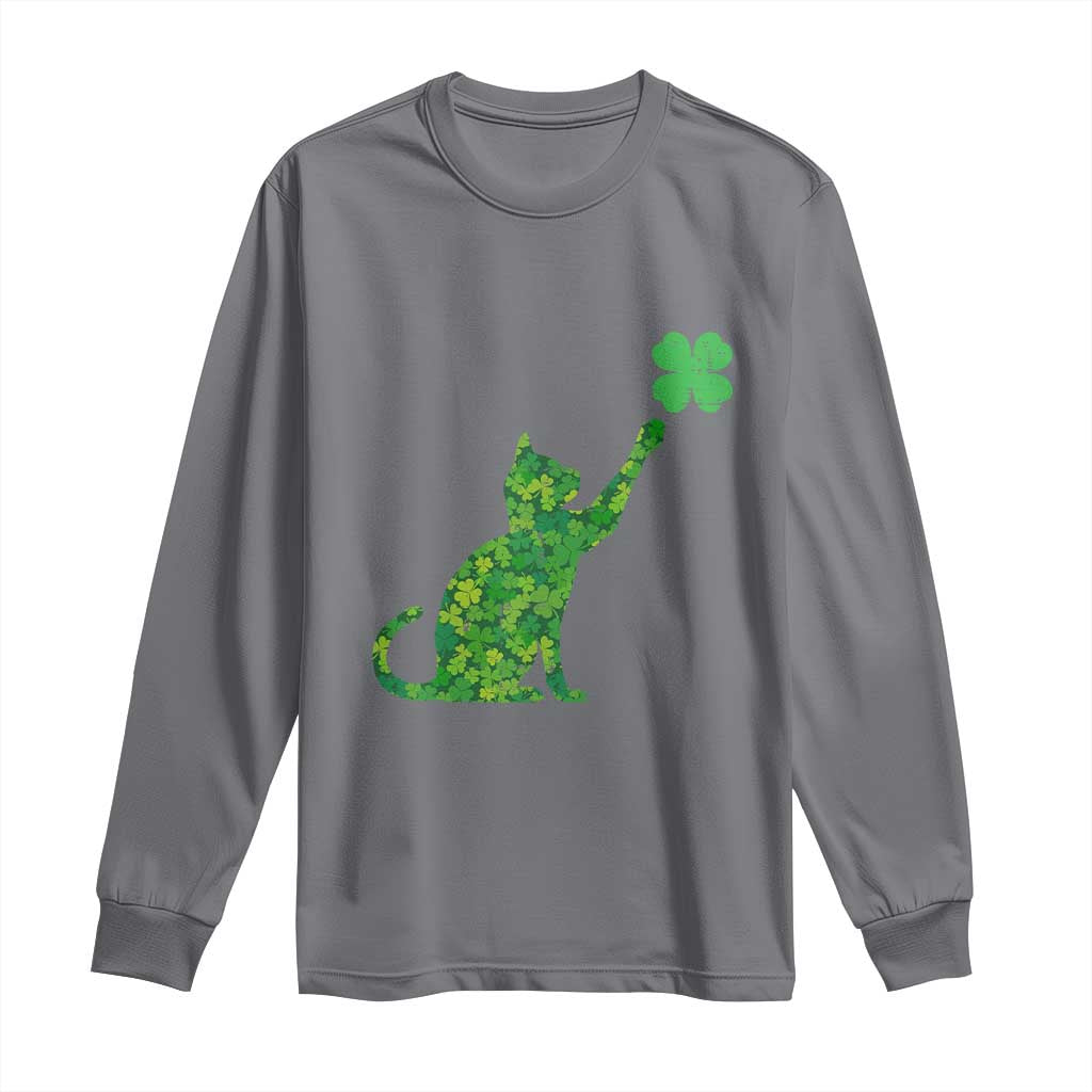 St Patricks Day Shamrock Cat Long Sleeve Shirt Saint Pattys Cats Lover