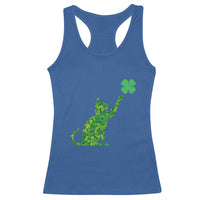 St Patricks Day Shamrock Cat Racerback Tank Top Saint Pattys Cats Lover
