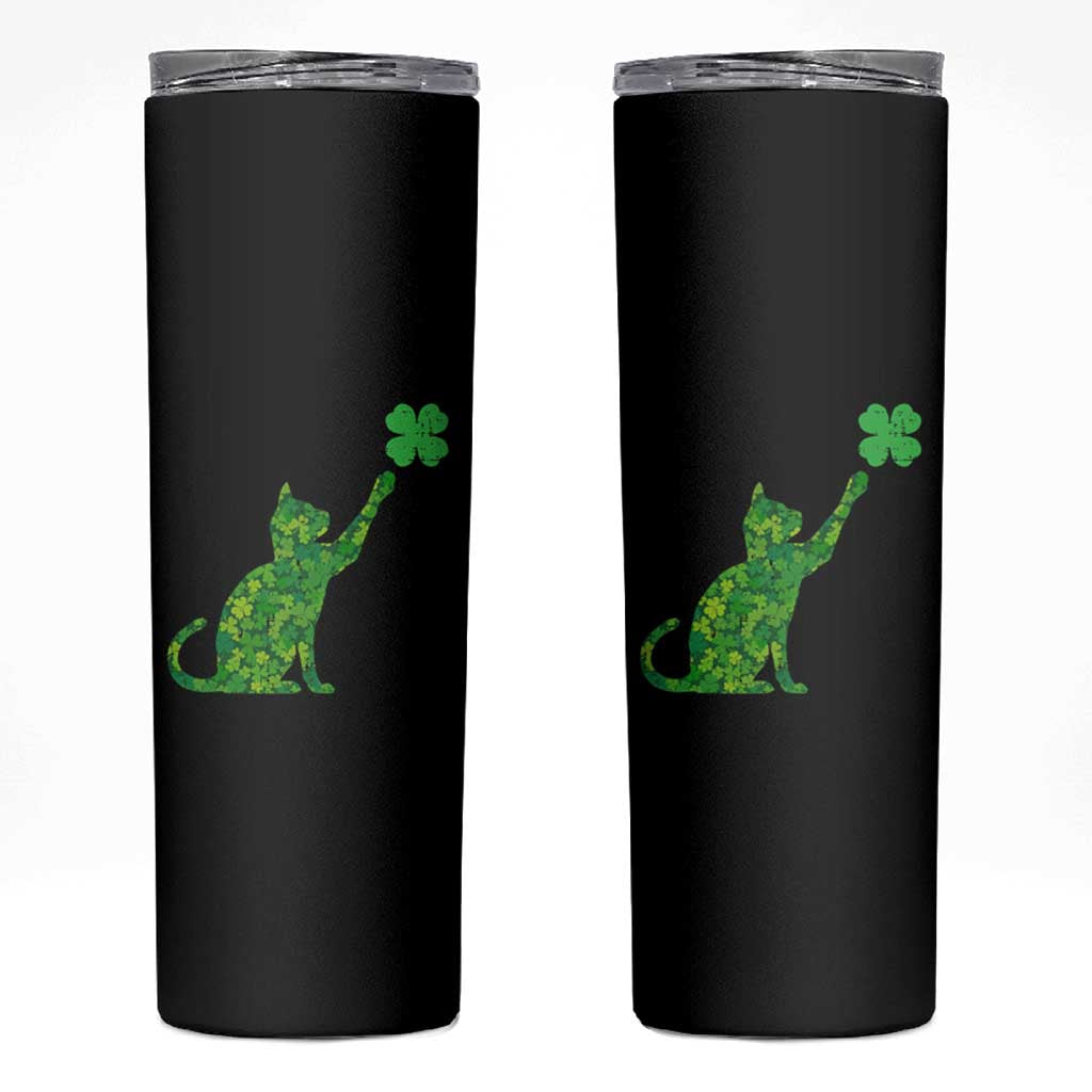 St Patricks Day Shamrock Cat Skinny Tumbler Saint Pattys Cats Lover