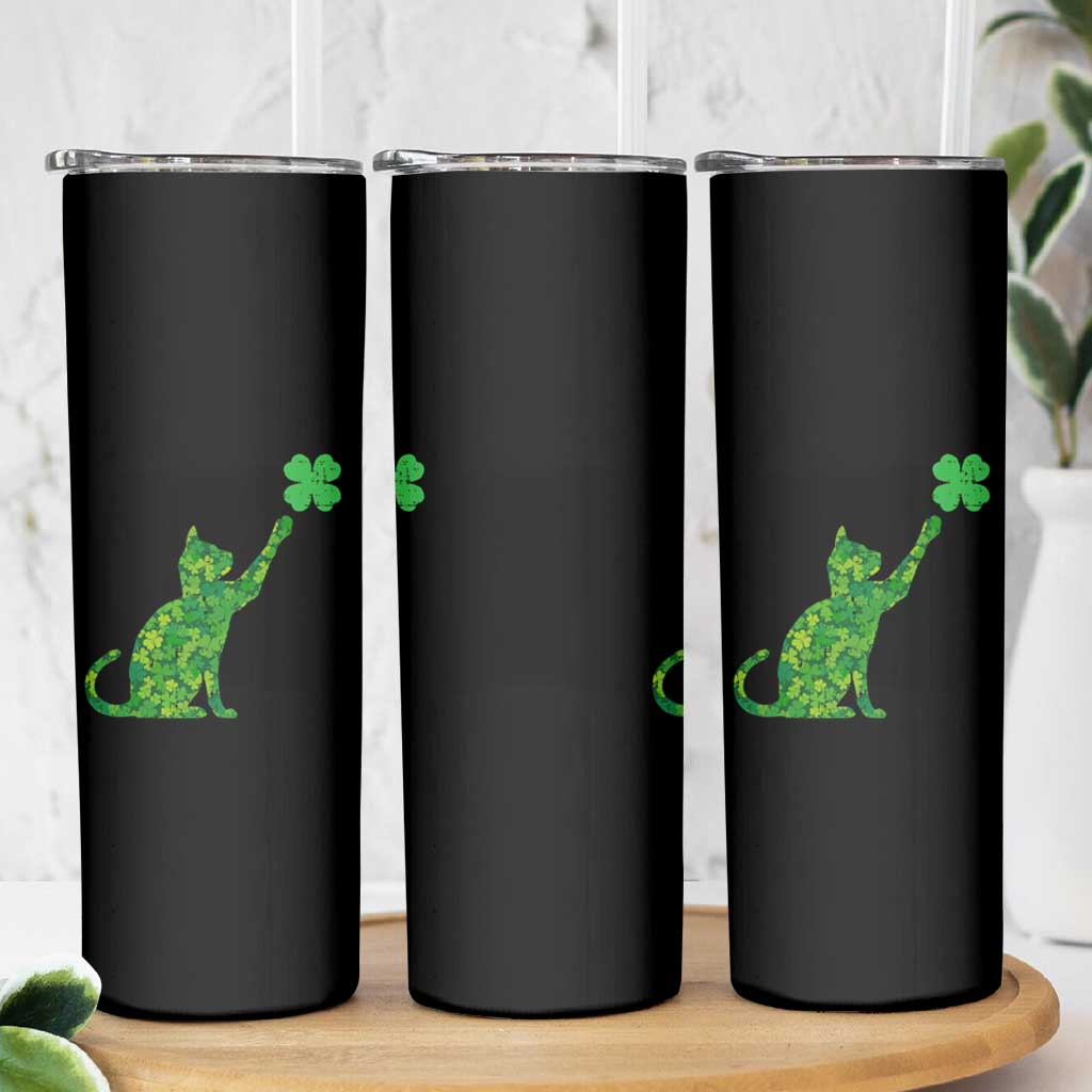 St Patricks Day Shamrock Cat Skinny Tumbler Saint Pattys Cats Lover