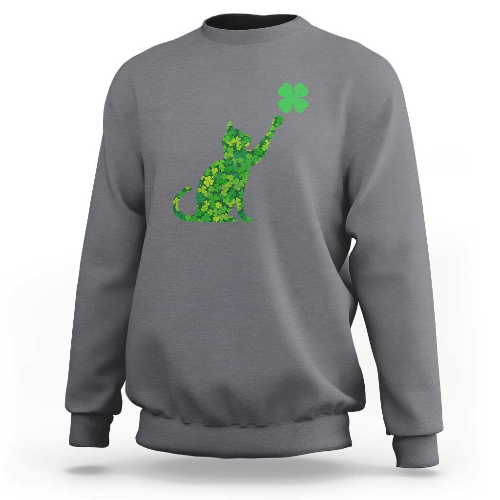 St Patricks Day Shamrock Cat Sweatshirt Saint Pattys Cats Lover