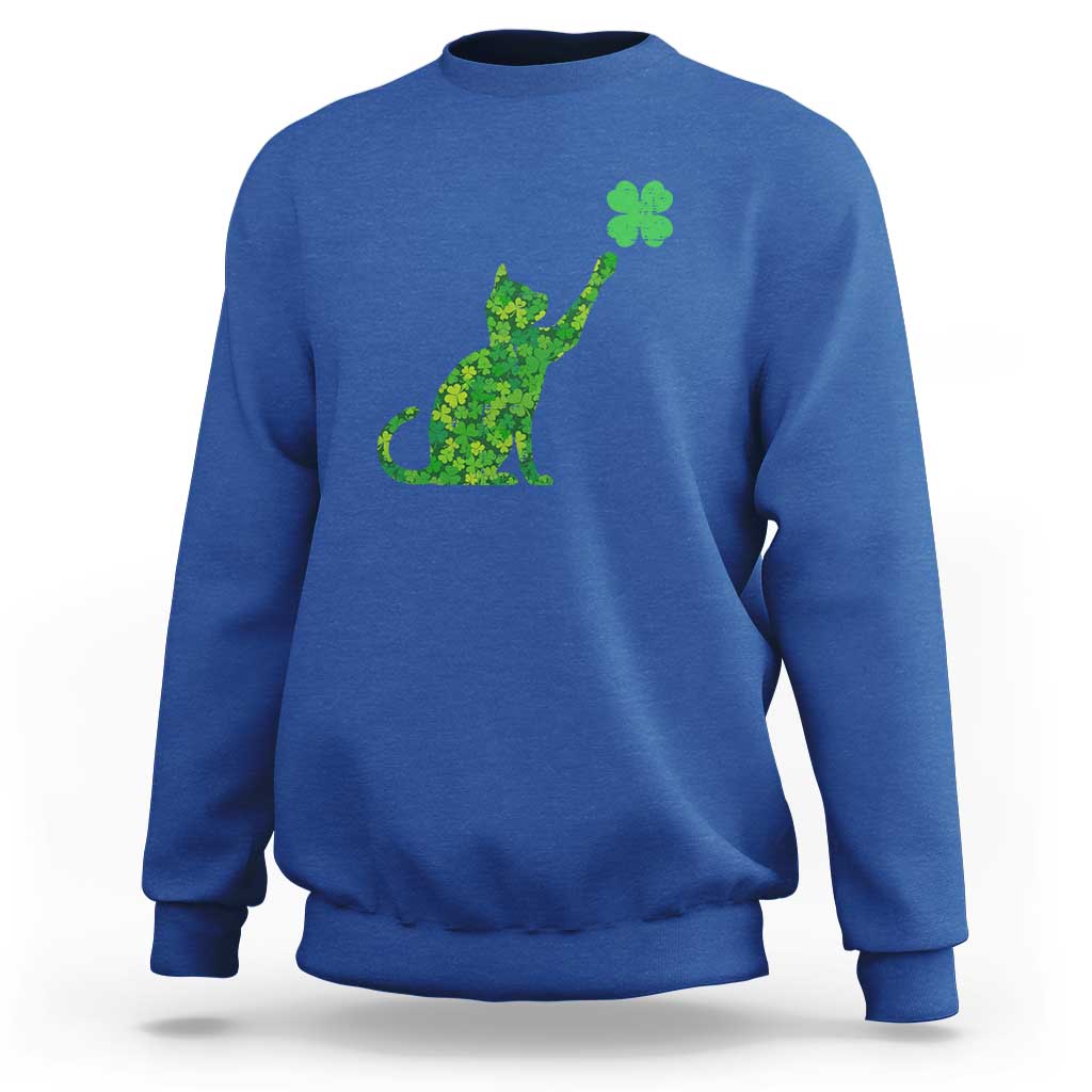 St Patricks Day Shamrock Cat Sweatshirt Saint Pattys Cats Lover