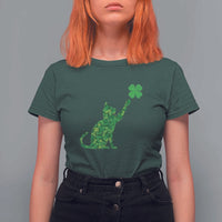 St Patricks Day Shamrock Cat T Shirt For Women Saint Pattys Cats Lover