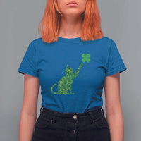 St Patricks Day Shamrock Cat T Shirt For Women Saint Pattys Cats Lover