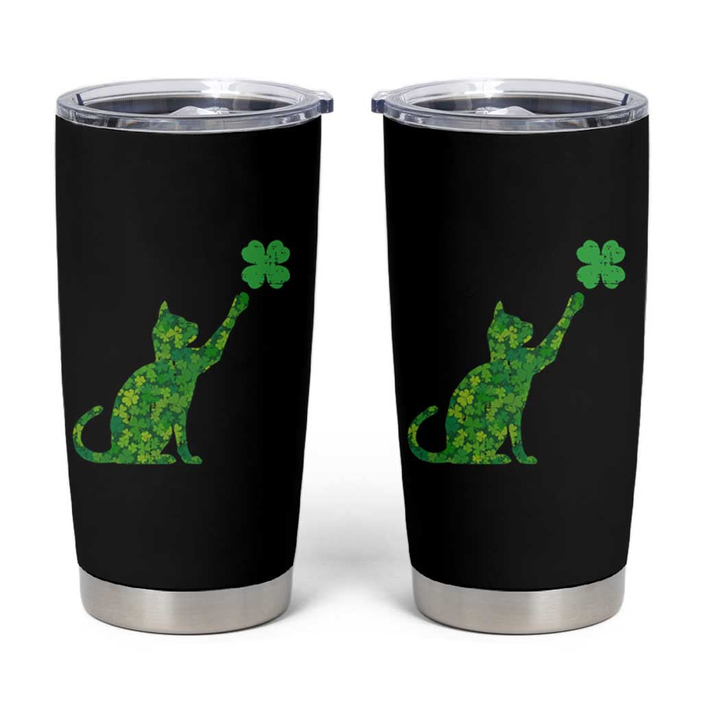 St Patricks Day Shamrock Cat Tumbler Cup Saint Pattys Cats Lover