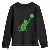 St Patricks Day Shamrock Cat Youth Sweatshirt Saint Pattys Cats Lover