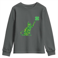 St Patricks Day Shamrock Cat Youth Sweatshirt Saint Pattys Cats Lover