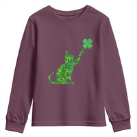 St Patricks Day Shamrock Cat Youth Sweatshirt Saint Pattys Cats Lover
