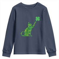 St Patricks Day Shamrock Cat Youth Sweatshirt Saint Pattys Cats Lover