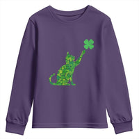 St Patricks Day Shamrock Cat Youth Sweatshirt Saint Pattys Cats Lover