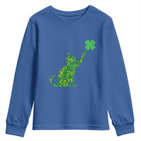 St Patricks Day Shamrock Cat Youth Sweatshirt Saint Pattys Cats Lover