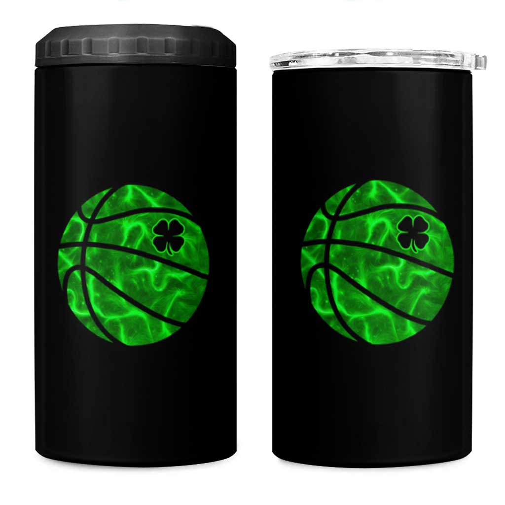 Lucky Shamrock Basketball 4 in 1 Can Cooler Tumbler Clover Irish St Patrick's Day Sport Lover