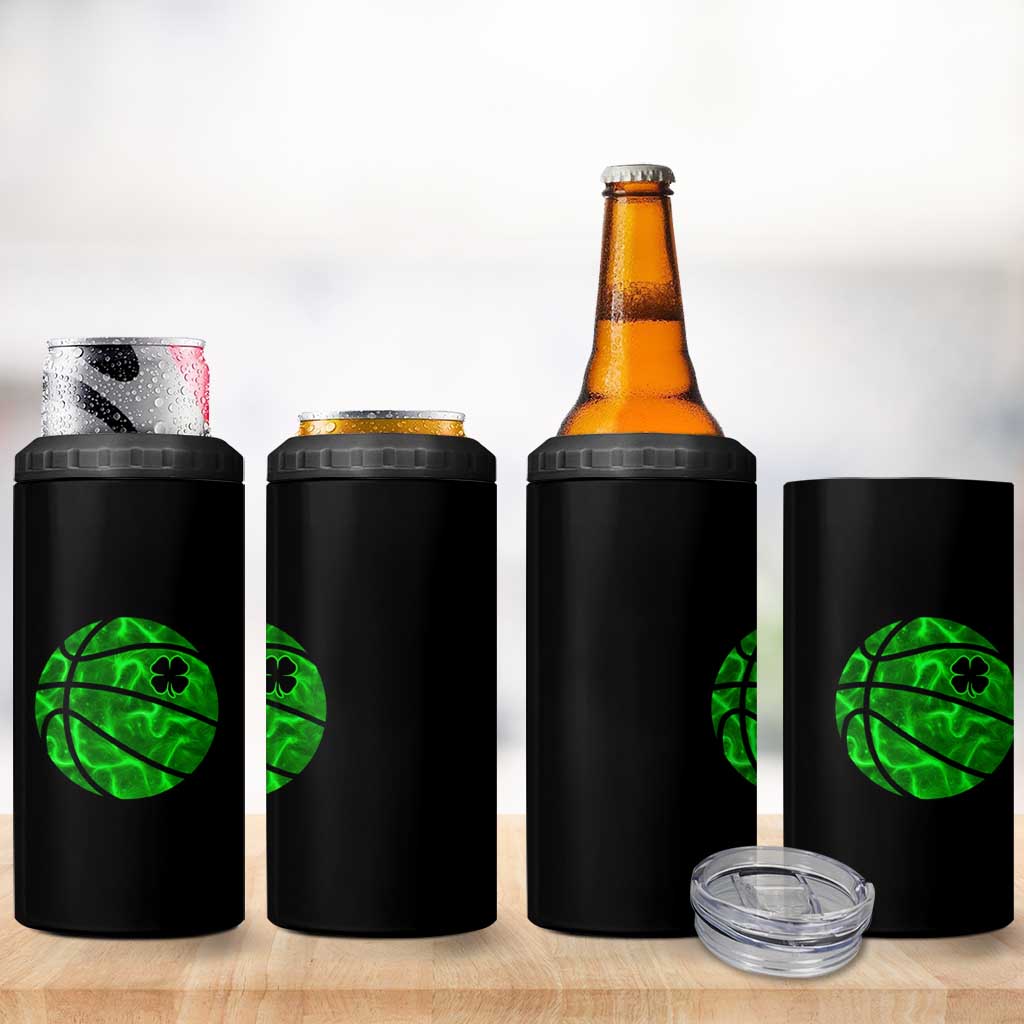 Lucky Shamrock Basketball 4 in 1 Can Cooler Tumbler Clover Irish St Patrick's Day Sport Lover