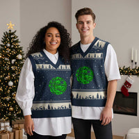 Lucky Shamrock Basketball V-Neck Knit Sweater Vest Clover Irish St Patrick's Day Sport Lover - Wonder Print Shop