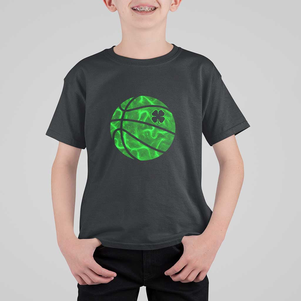 Lucky Shamrock Basketball T Shirt For Kid Clover Irish St Patrick's Day Sport Lover