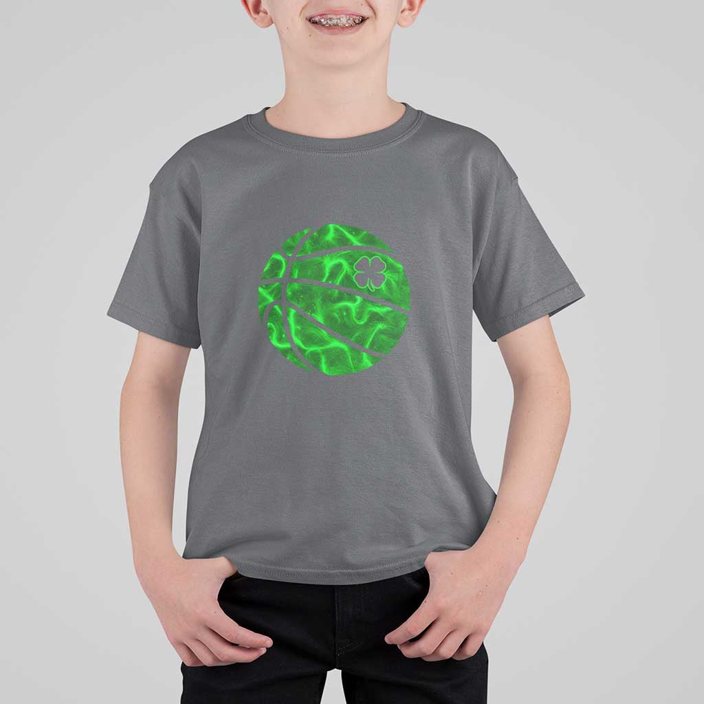 Lucky Shamrock Basketball T Shirt For Kid Clover Irish St Patrick's Day Sport Lover